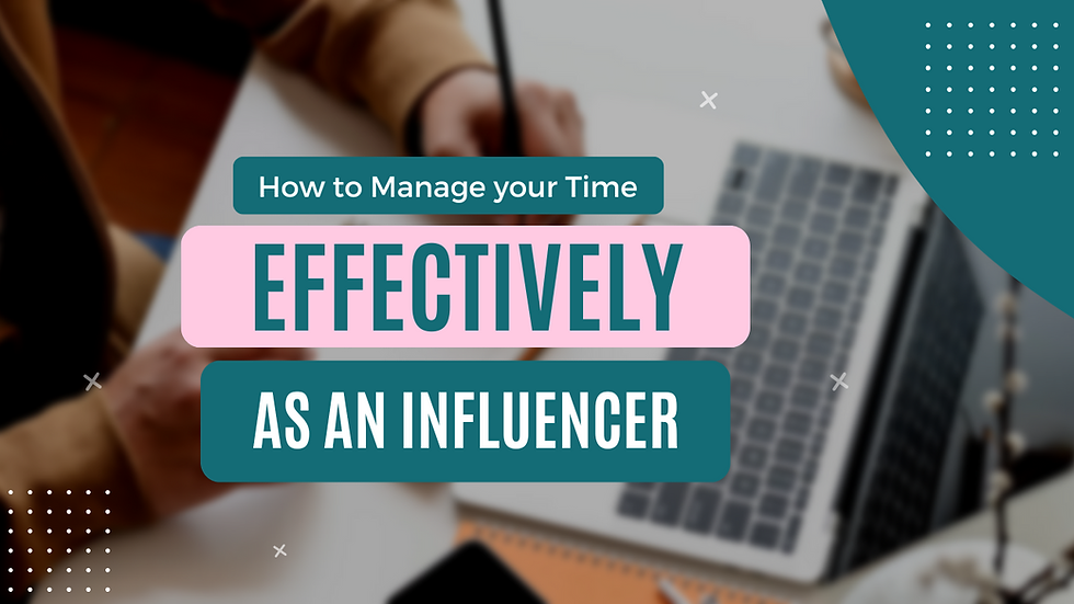 someone working at a desk with a lptop with text that says "how to manage your time effectively as an influencer"