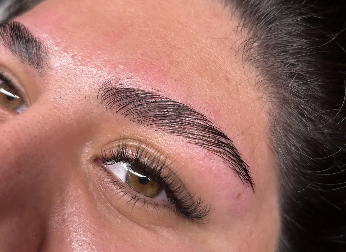 Brow lamination in Southern Pines during treatment at Revive Spa & Lash Lounge.