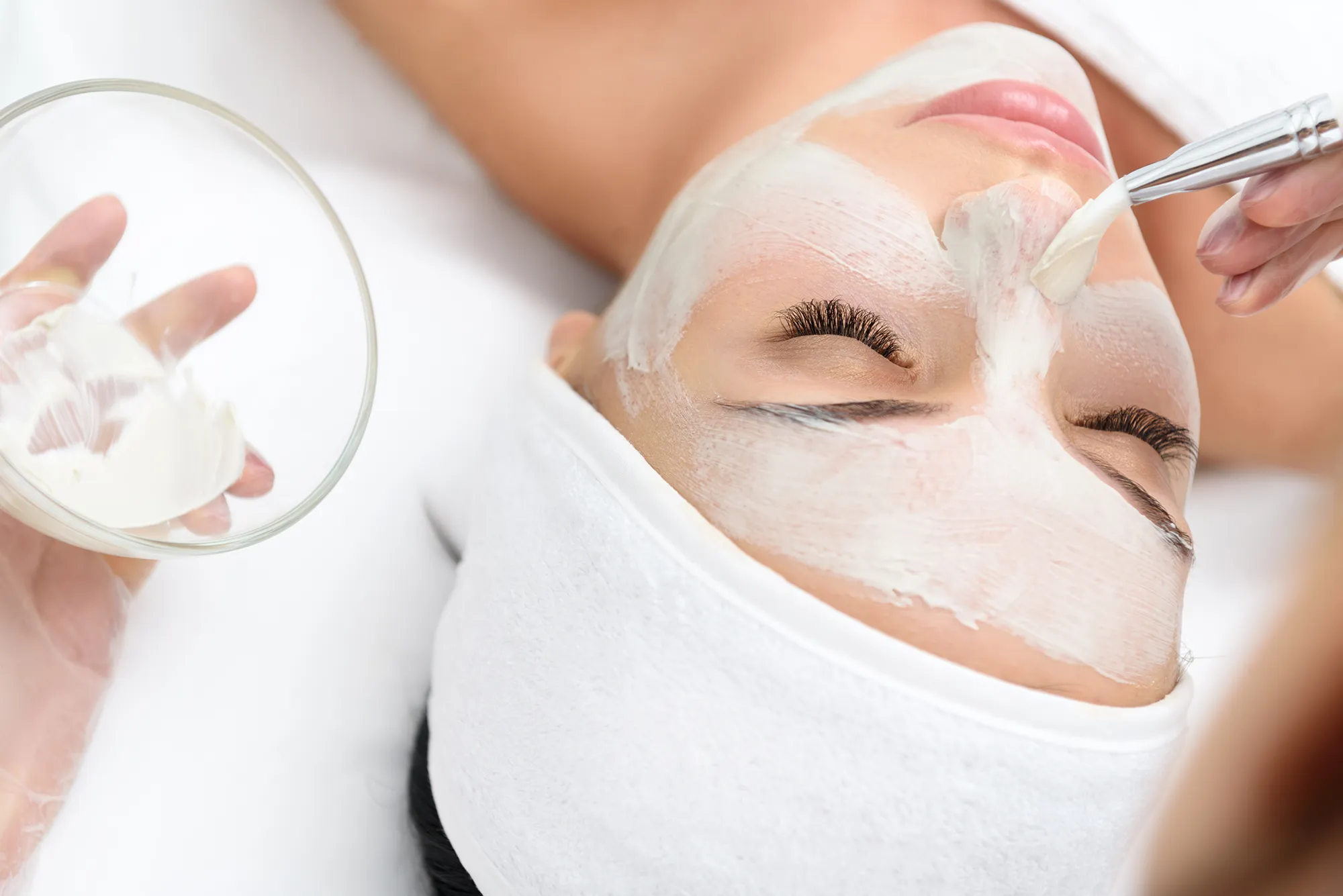 Soothing cream mask applied during a rejuvenating facial at this med spa in Southern Pines, known for personalized skincare services.
