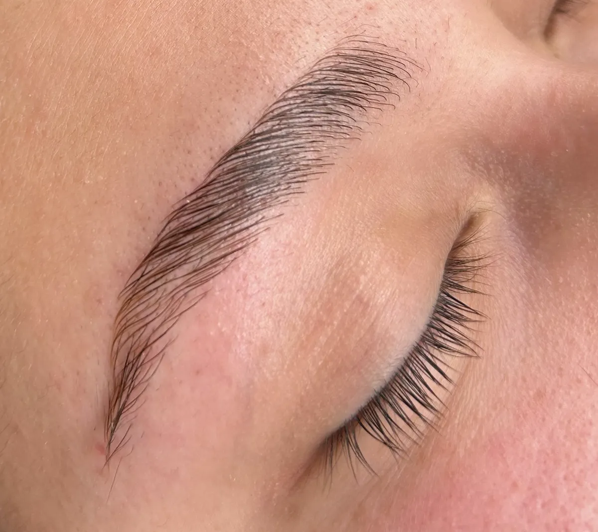 Brow lamination in Southern Pines NC creating smooth, defined brows.