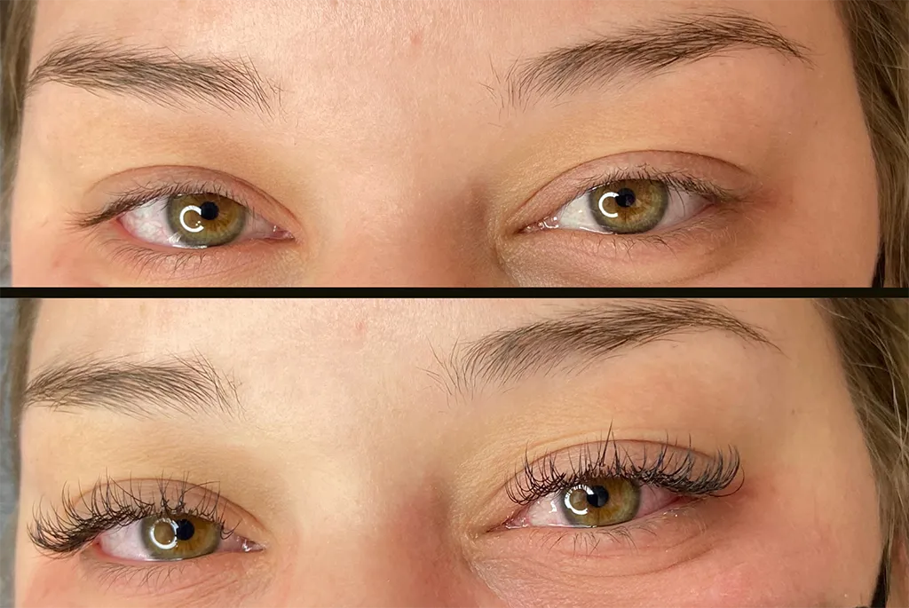 Before and after lash lift Southern Pines NC
