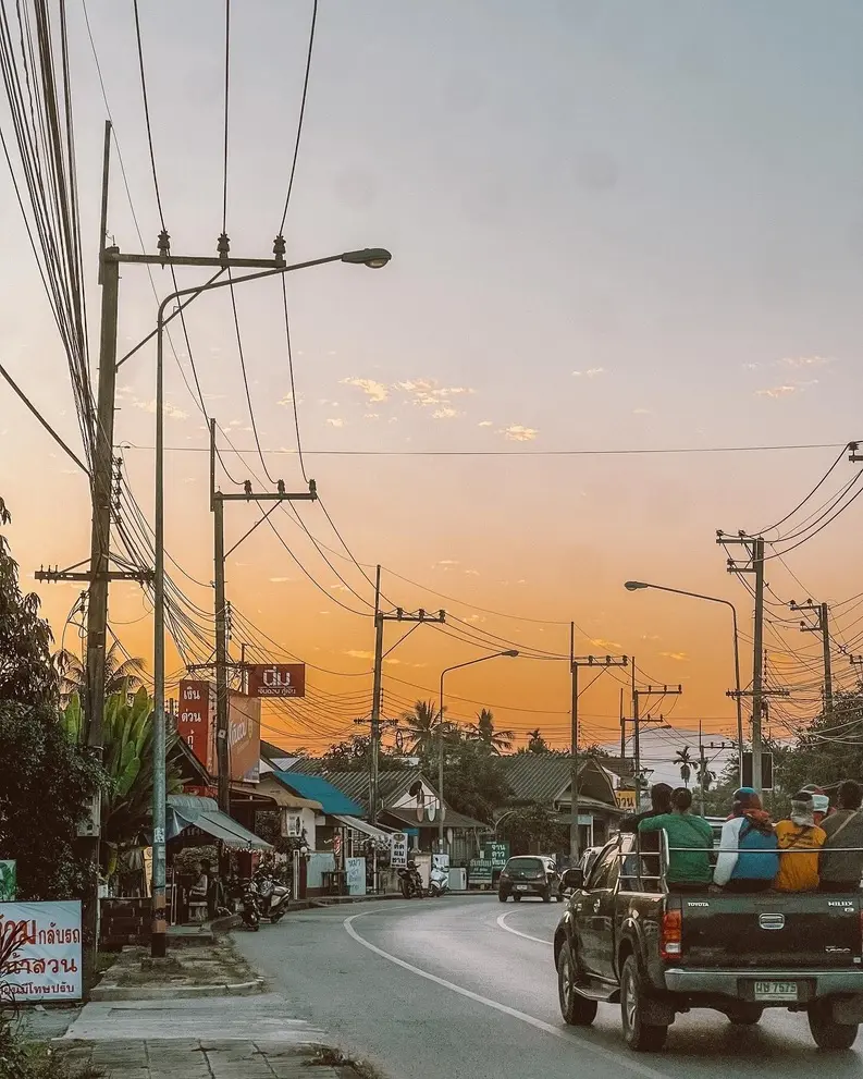 Chiang Mai sunset with cars