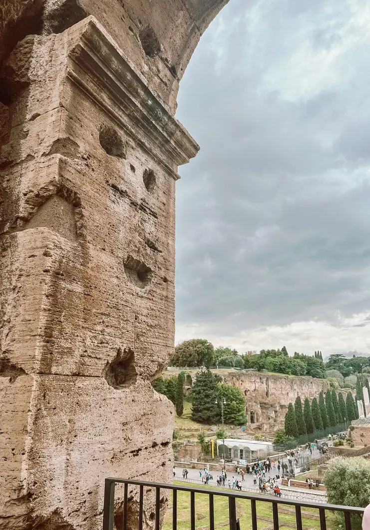 view looking out of the rome Colosseum