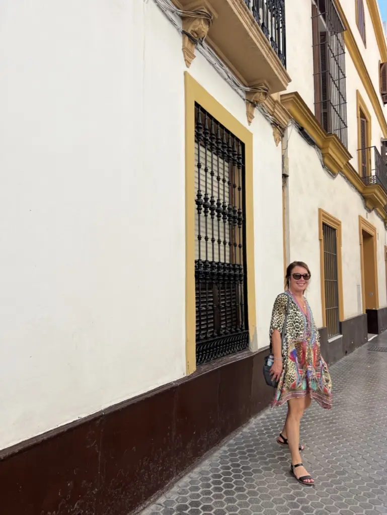 lady smiling in street in seville