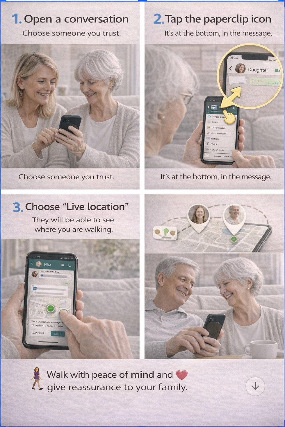 Smartphone app guide as a helpful travel helper for seniors.
