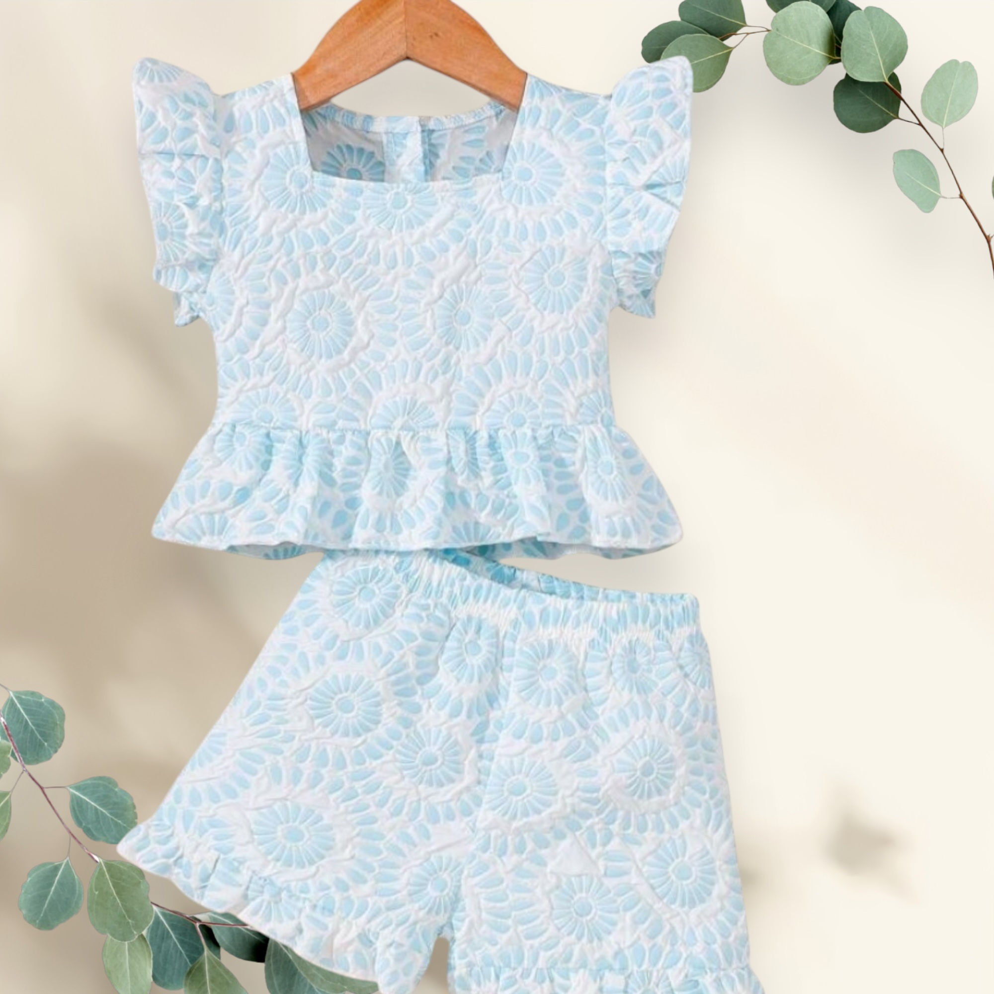 “Polly”  Baby blue shorts set 