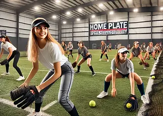 DALL·E 2025-08-02 06.53.22 - Teenage softball players practicing drills at the Home Plate