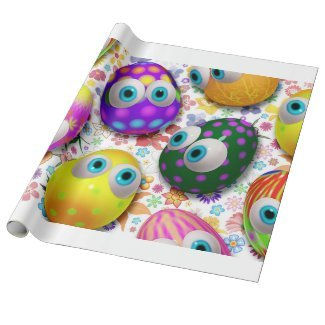 Cute 3d Easter Eggs Cartoon Wrapping Paper