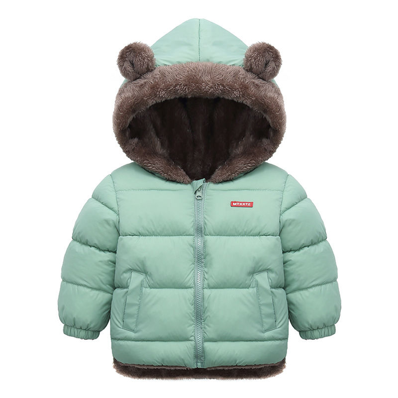 Thumbnail: Boys Girls Thick Jackets Winter Kids Padded Fleece Warm Coats Children Hooded Co
