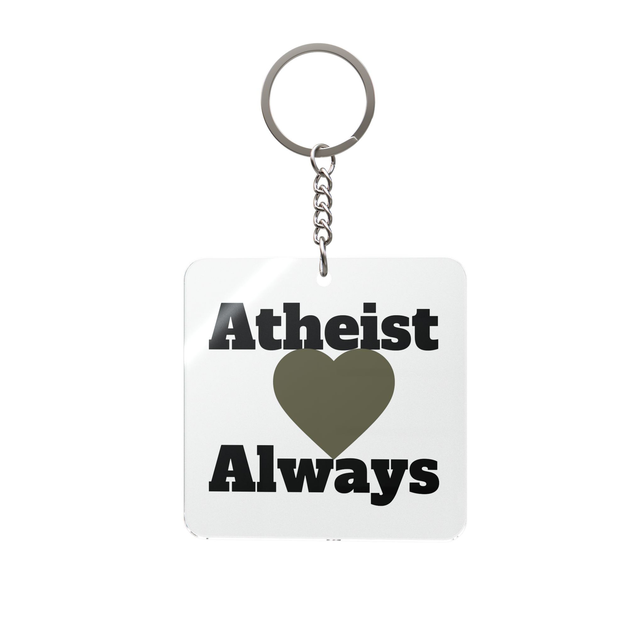 Atheist Always Square Keychain — Atheism Pride Heart Keyring