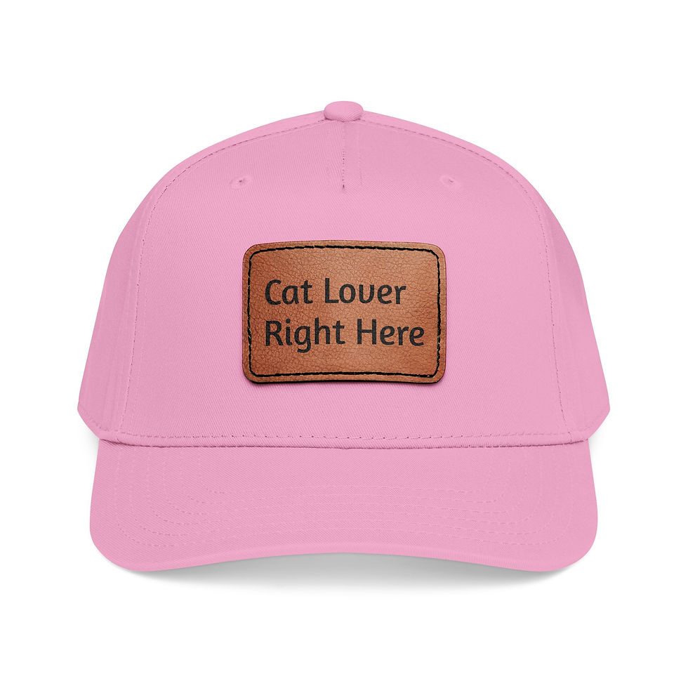 Thumbnail: Cat Lover Leather Patch Baseball Cap — "Cat Lover Right Here"
