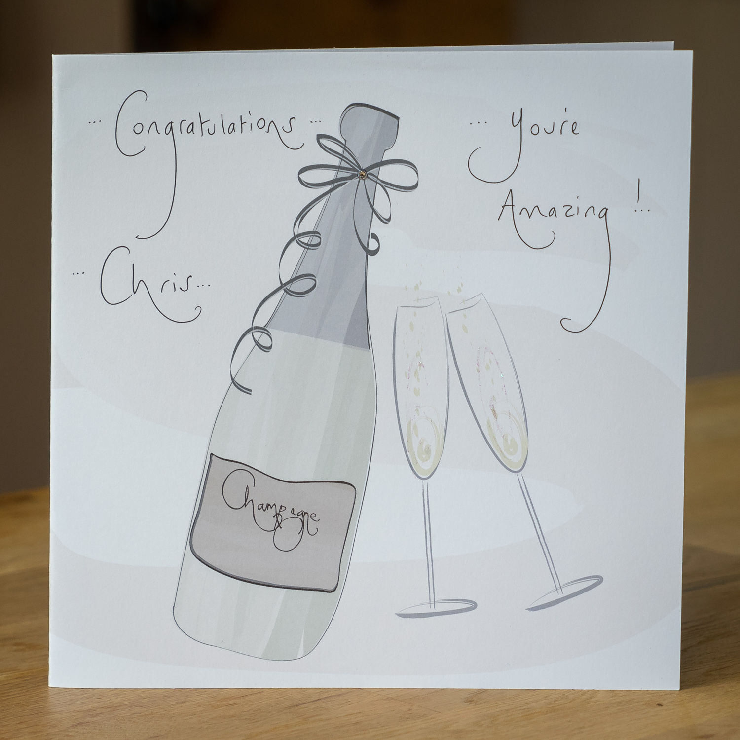 Champagne Bottle Design - Large Personalised Card