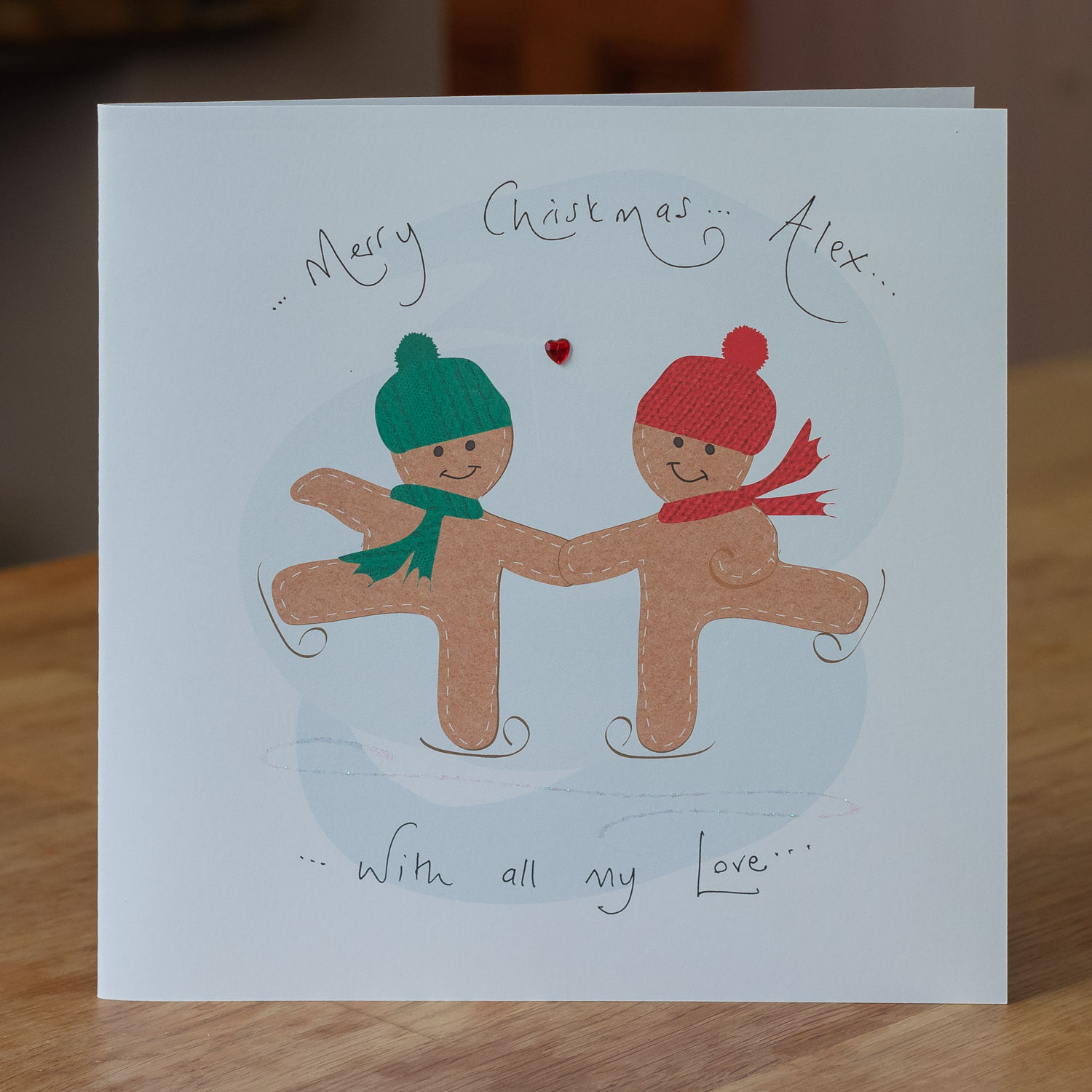 Skating Gingerbread  Couple Design - Large Card