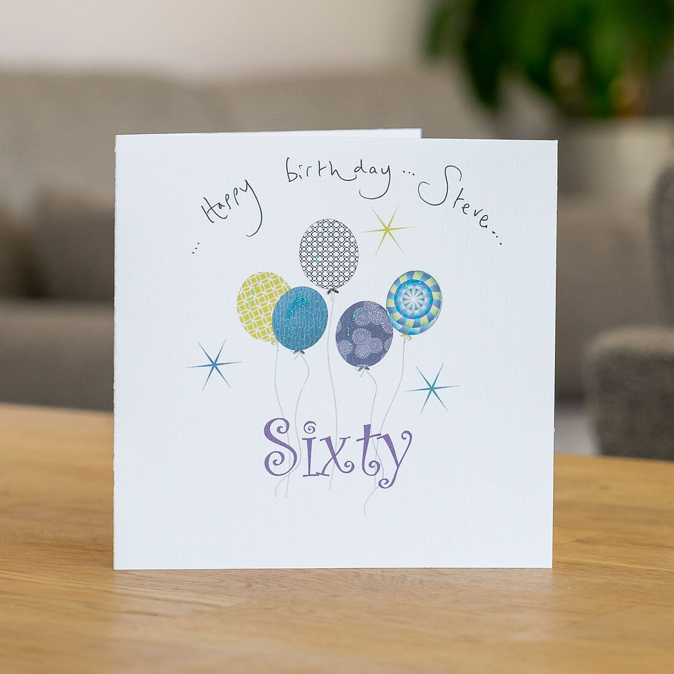 Birthday Balloons - Age Sixty Personalised Card