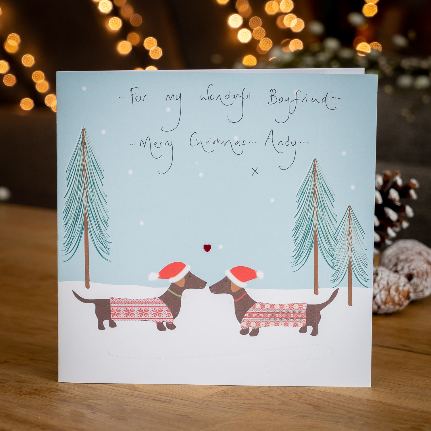Two Dachshunds in the Snow Design - Large Card