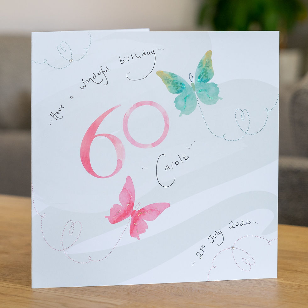 Watercolour Butterfies - Age 60 - Large Card