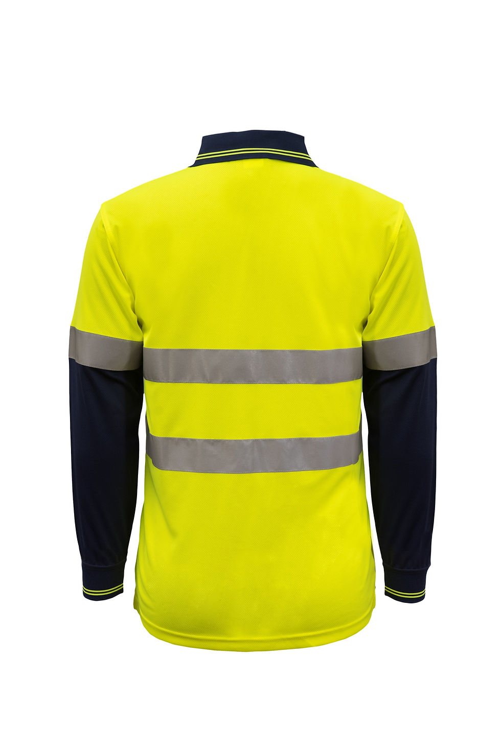 Thumbnail: Yellow hi-vis long-sleeve polo, reflective stripes, back