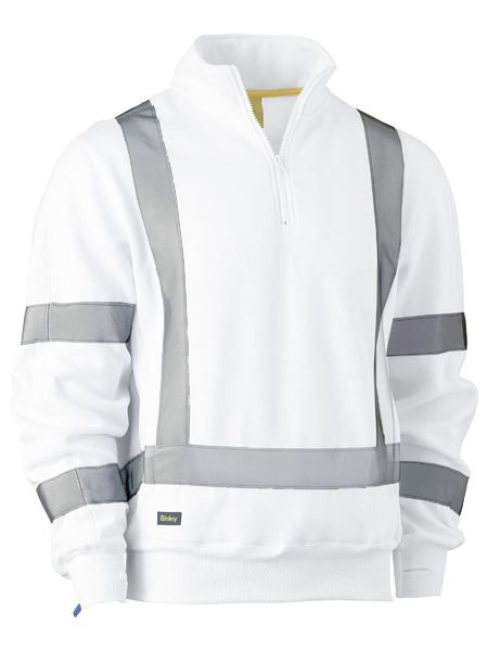 White high-vis work shirt with reflective stripes