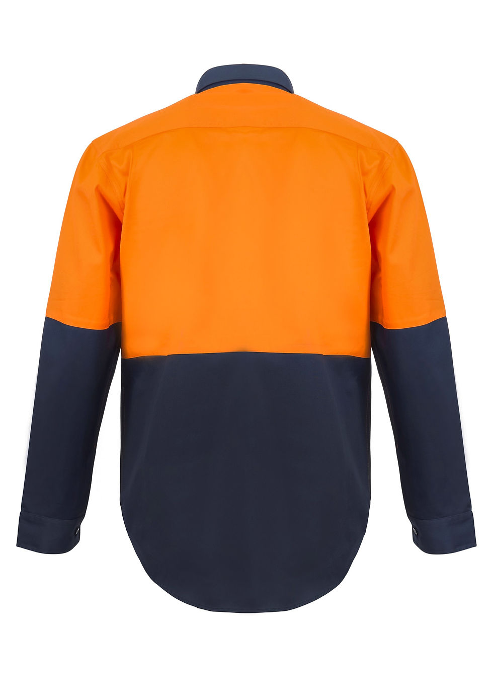 Thumbnail: Two-tone orange and navy work shirt, back