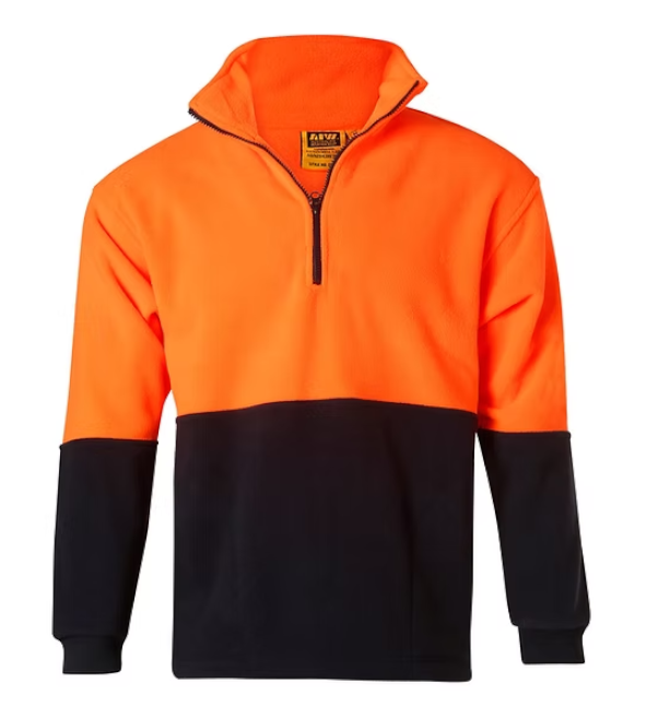 Orange and black half-zip work jumper