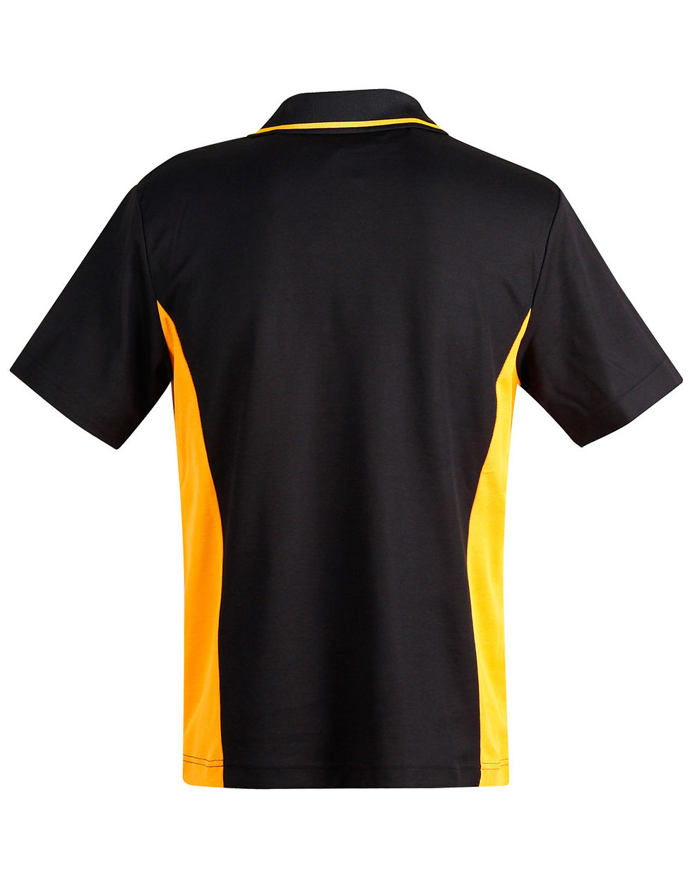 Thumbnail: Black and yellow polo shirt, back view