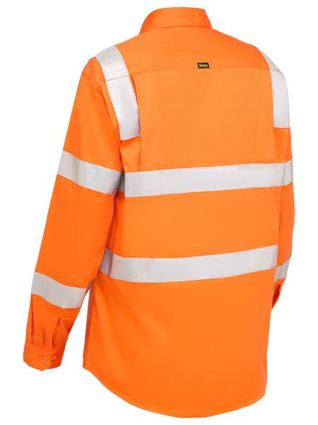 Thumbnail: Men's orange FR shirt back with reflective stripes