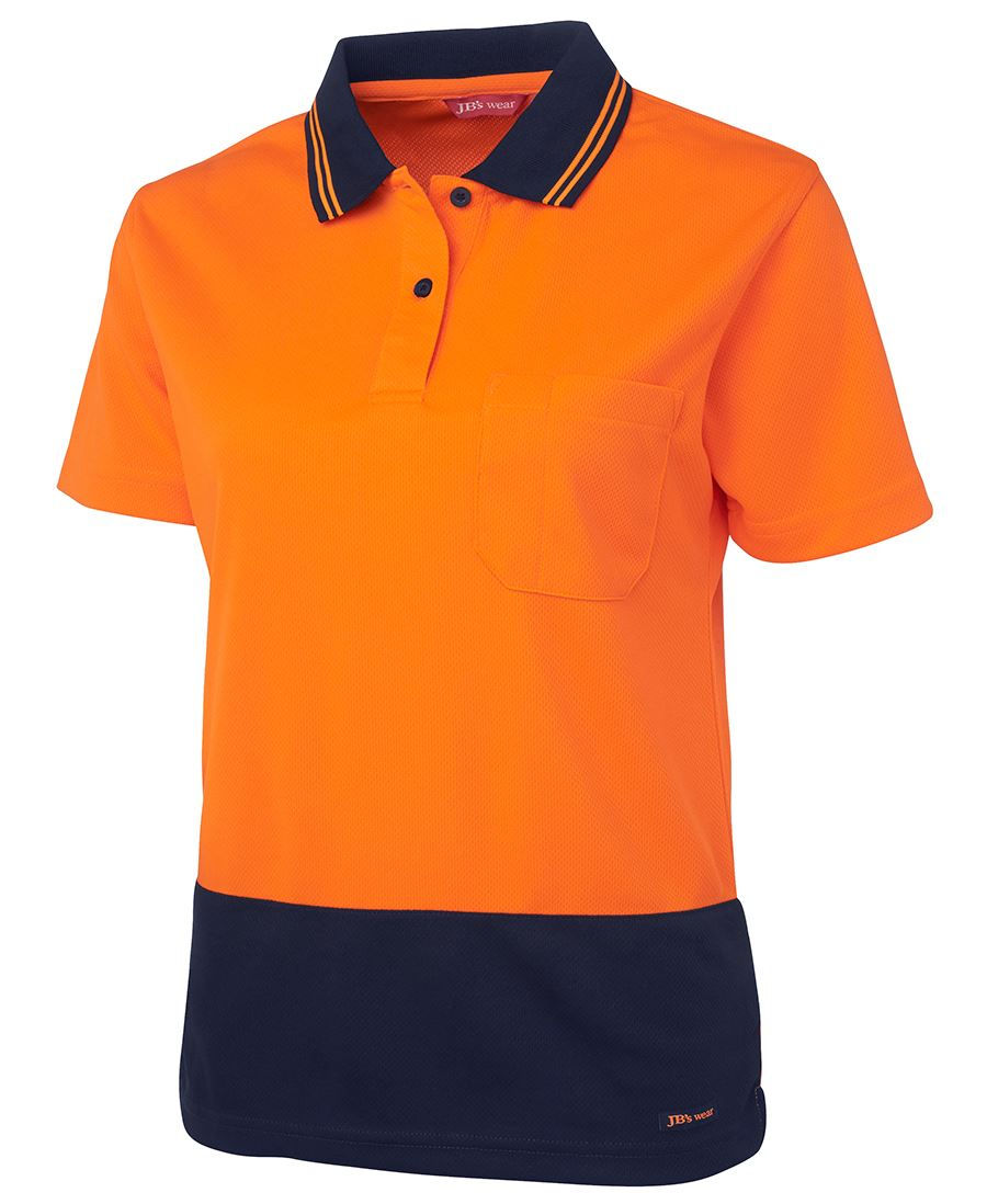 Thumbnail: Orange and navy short-sleeve polo shirt
