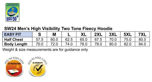 Thumbnail: Size chart for High Visibility Two Tone Fleecy Hoodie