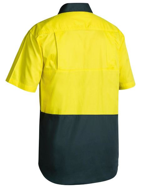 Thumbnail: Hi-Vis yellow and dark short-sleeve shirt, back