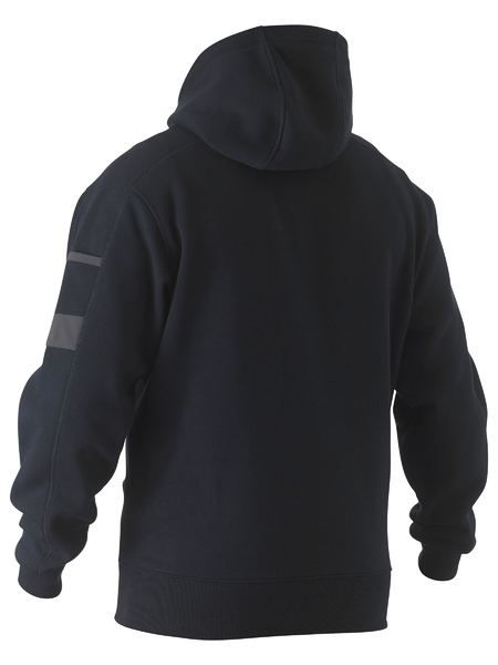 Thumbnail: Back view of a dark work fleece hoodie
