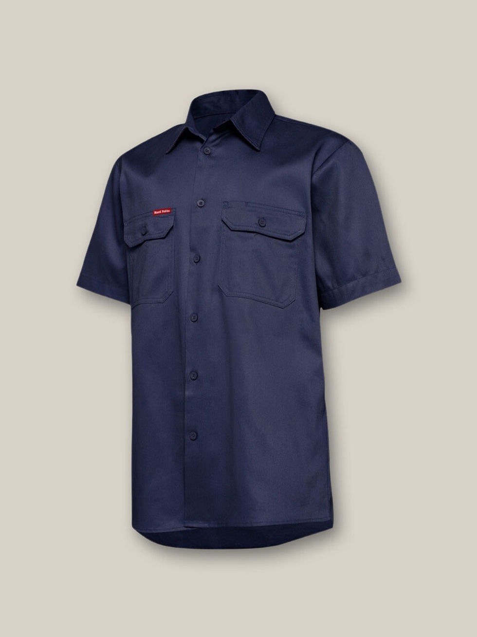 Thumbnail: Navy blue short-sleeve collared shirt