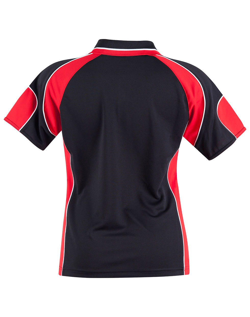 Thumbnail: Back view of black and red polo shirt