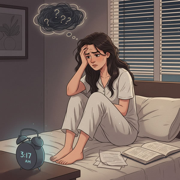 なかなか眠れずにつらい状態の女性