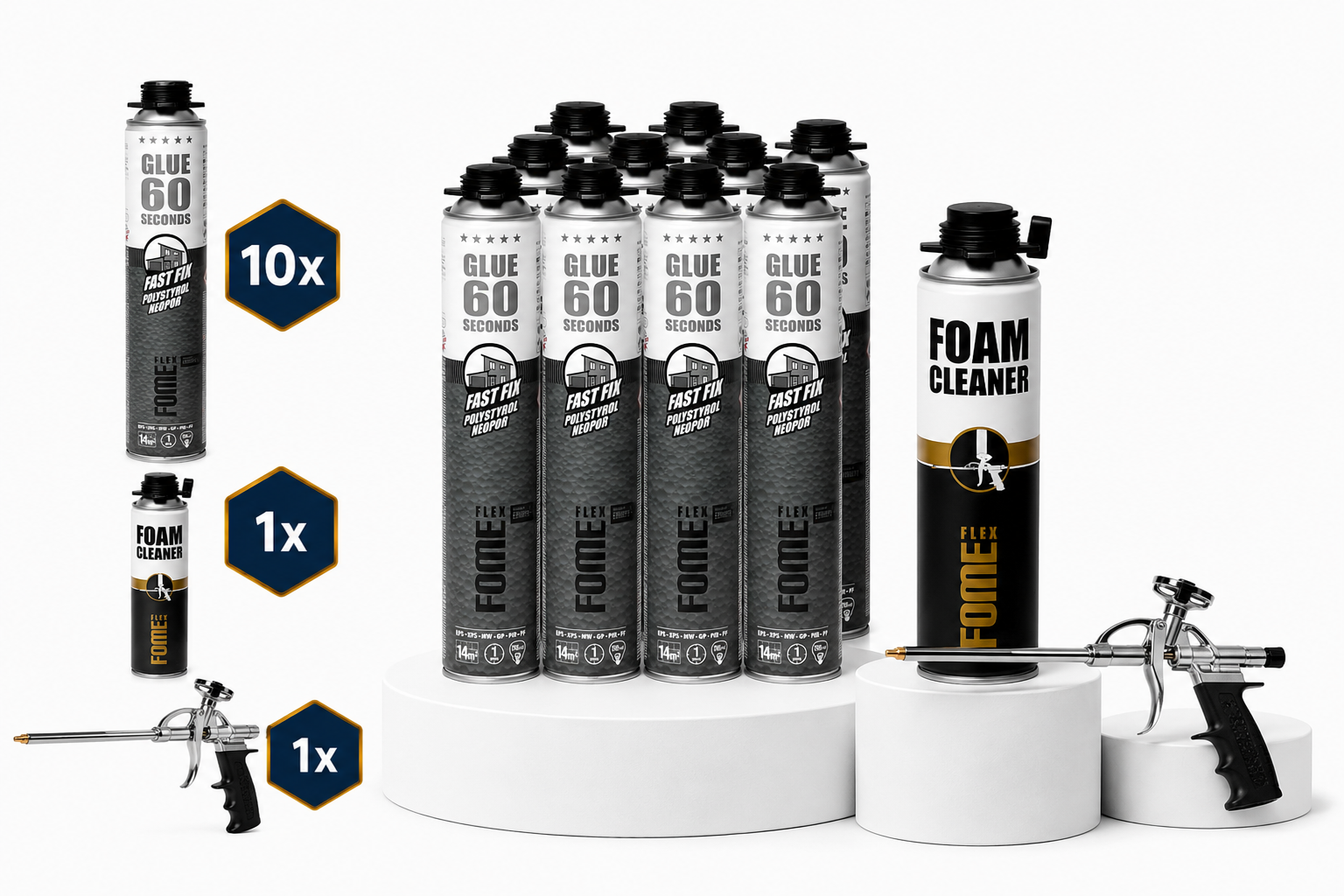 FOME FLEX 60 SECONDS Fast Fix Foam Adhesive - Combibox pack of 12 pcs.