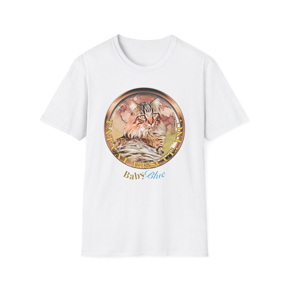 Thumbnail: Cute Fat Cat Softstyle T-Shirt featuring Baby Blue, One of Kaye Larsen's Kitties