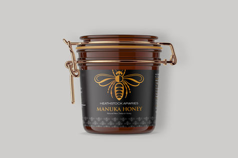 Heathstock Apiaries Manuka Honey label design