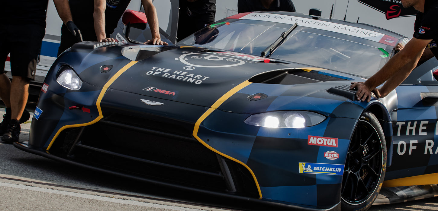 Aston Martin GT4 Vantage photographed in the Road America paddock by Autovista Media LLC located in Madison, WI.
