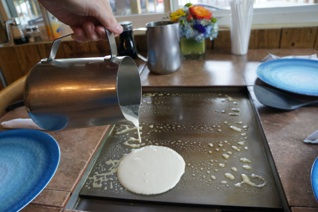 Pouring Batter on the Griddle