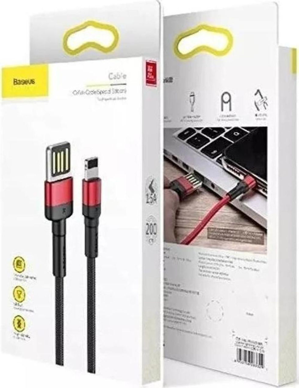 Küçük resim: Baseus Cafule CALKFL-H91 2 Metre iPhone Lightning USB Kablo - 1.5A Hızlı Şarj, K