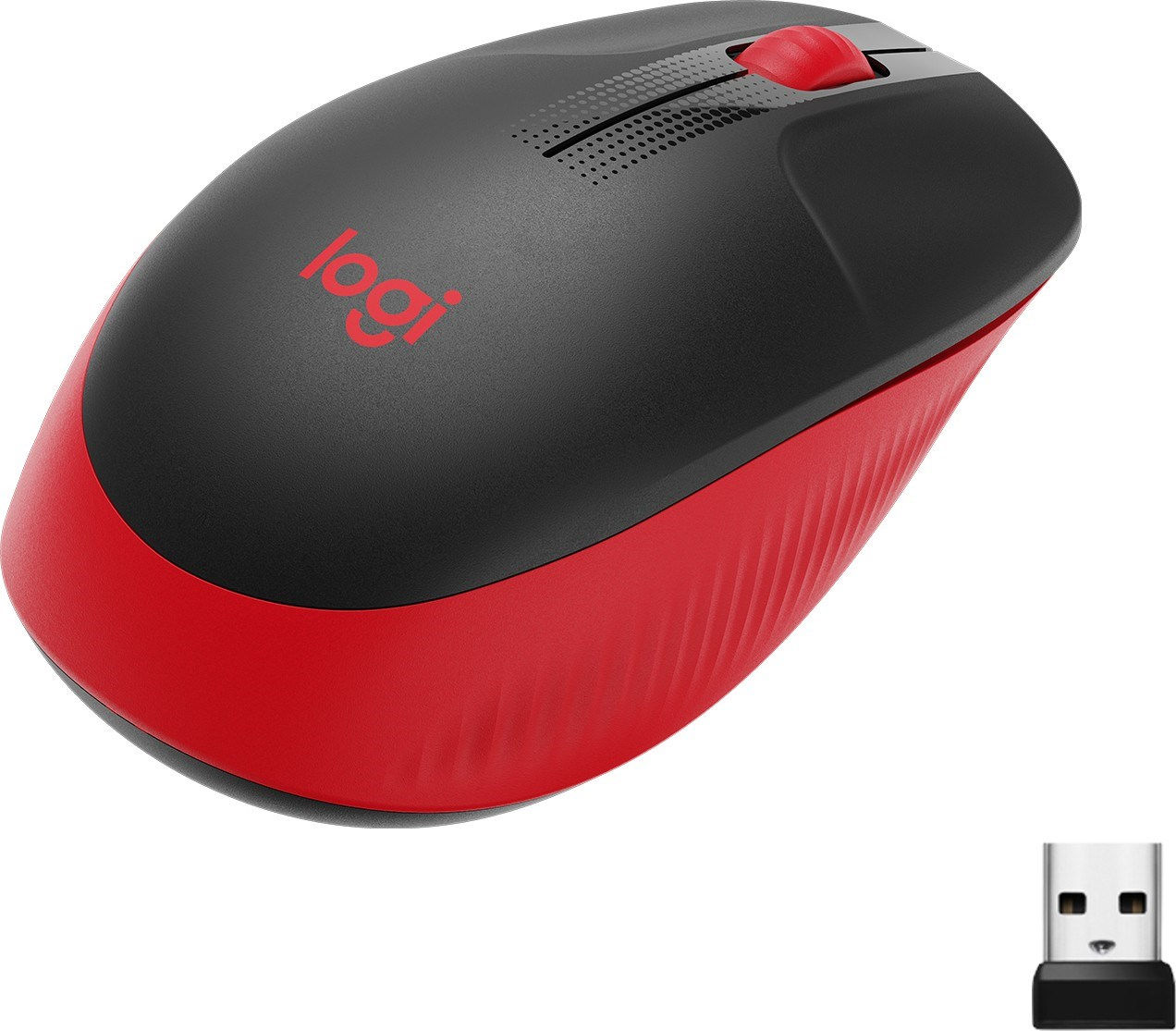 Logitech M191 Büyük Boy USB Alıcılı 1.000 DPI Kablosuz Mouse - Kırmızı , Sıfır