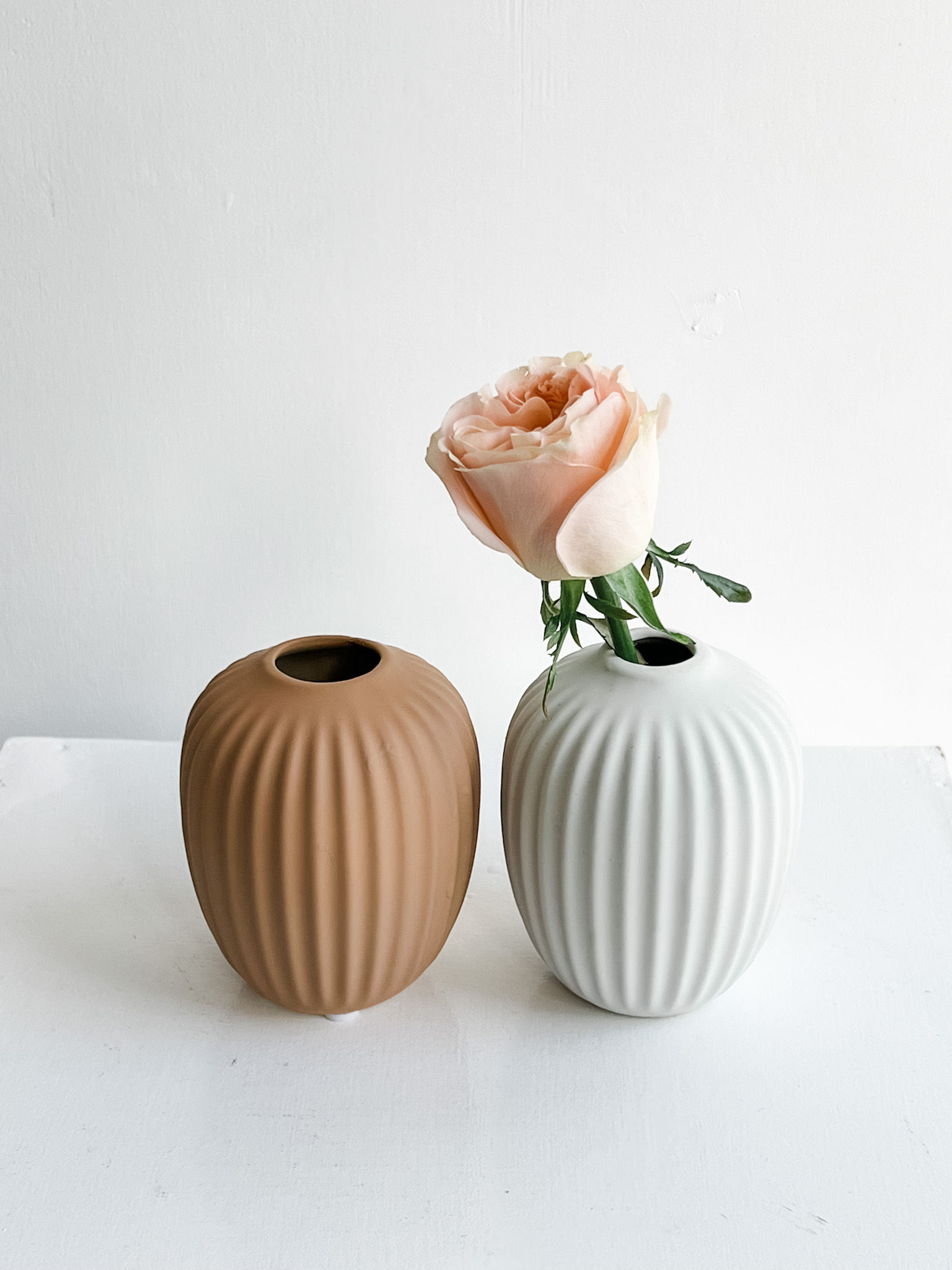 Ribbed matte bud vases