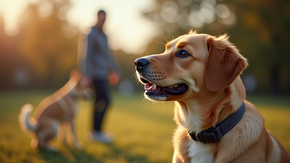Close-up view of a dog practicing obedience commands during a training session
