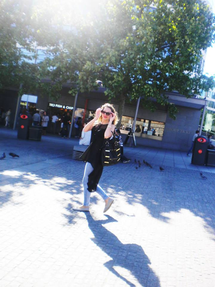 girl walking down the street