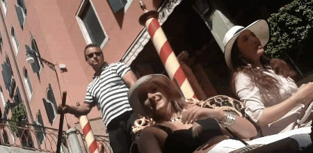 Girl in gondola Venice Italy