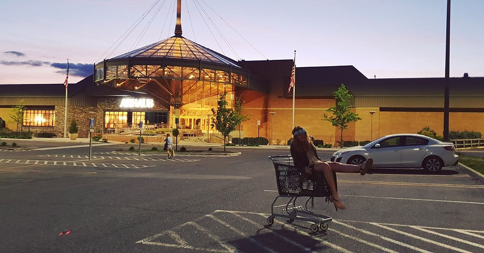 girl sitting in the cart
