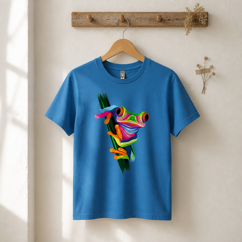 Colourful Frog DTG Printed T Shirt Unisex