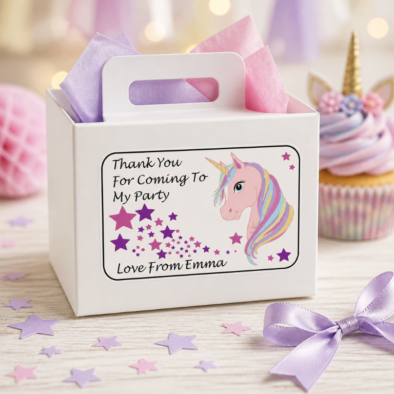Personalized Unicorn Party bag stickers labels Bags Size