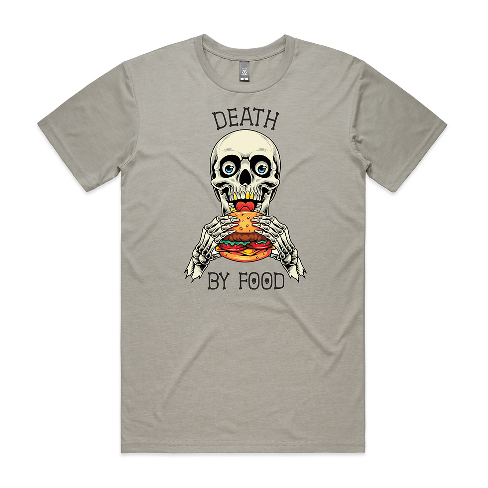 Thumbnail: Death by food Halloween DTG Printed T Shirt Grey