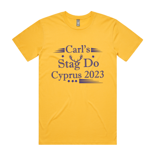 Thumbnail: Personalised Stag DTG Printed T Shirt Unisex Yellow