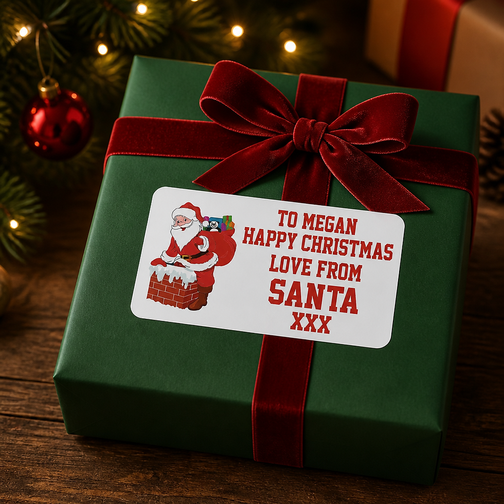 Thumbnail: Personalised Christmas Santa Gift Tags Present Stickers, Label